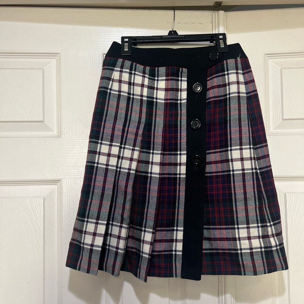 THE SCOTCH HOUSE wool tartan plaid pleated kilt Mini Wrap skirt Sz Small